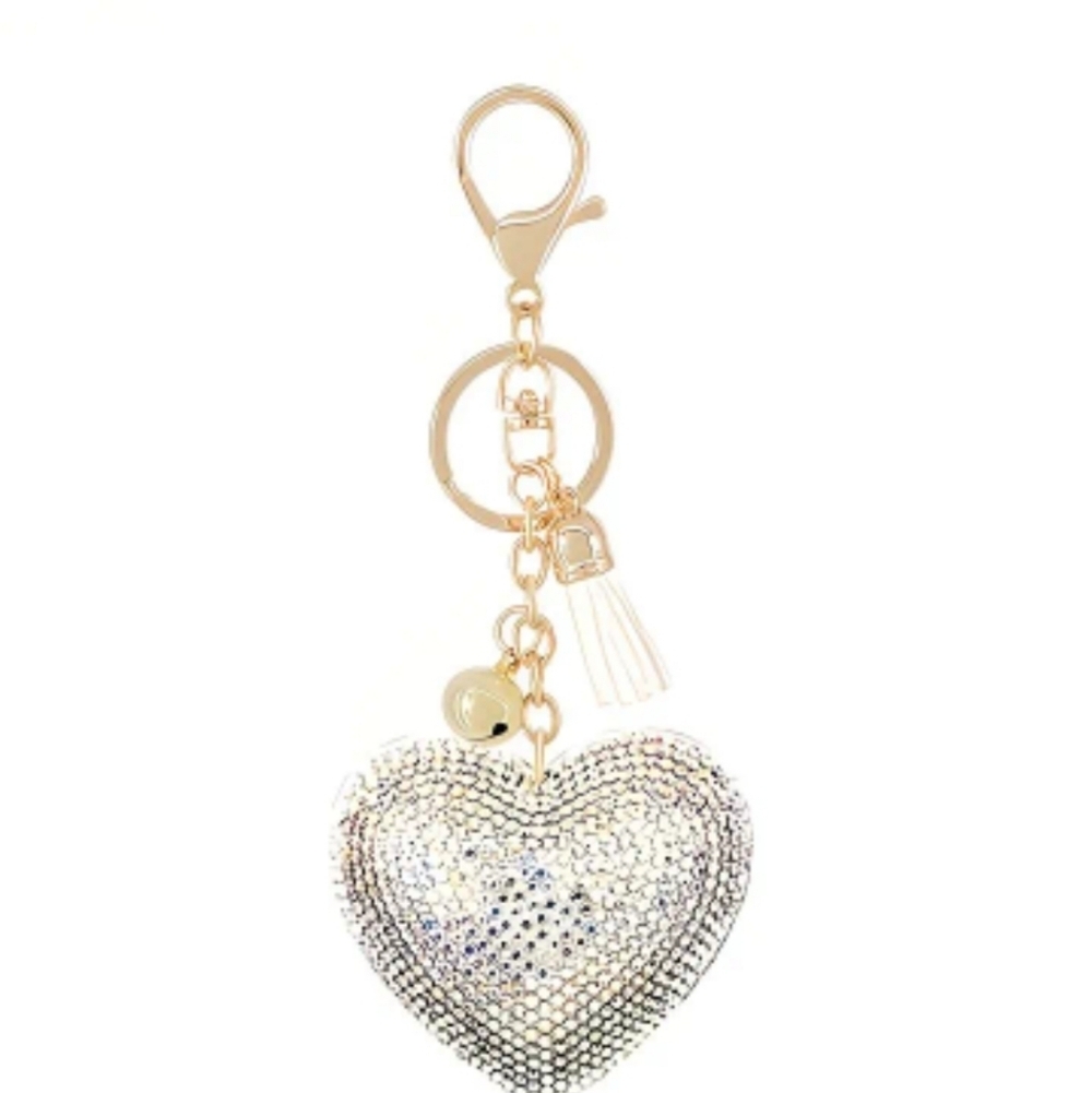 🆕️✨️ AURORA BOREALIS RHINESTONE HEART BAG CHARM & KEY CHAIN ✨️